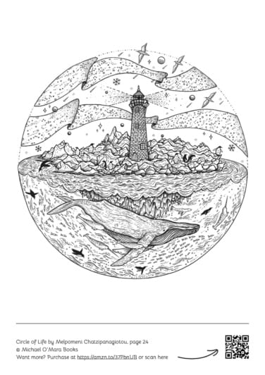 Whale adult colouring page